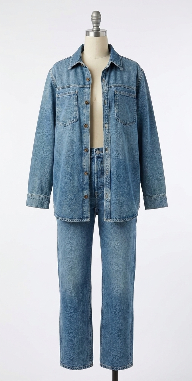 NEW GOOD AMERICAN split back shirt jacket in blue